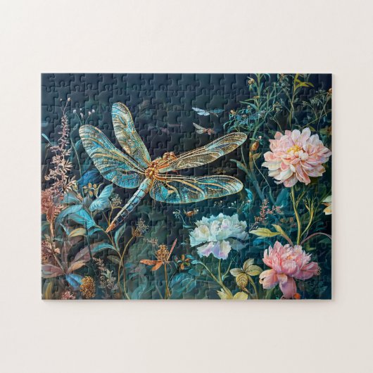 牡丹とGrの庭で夜のトンボ ジグソーパズル (横)