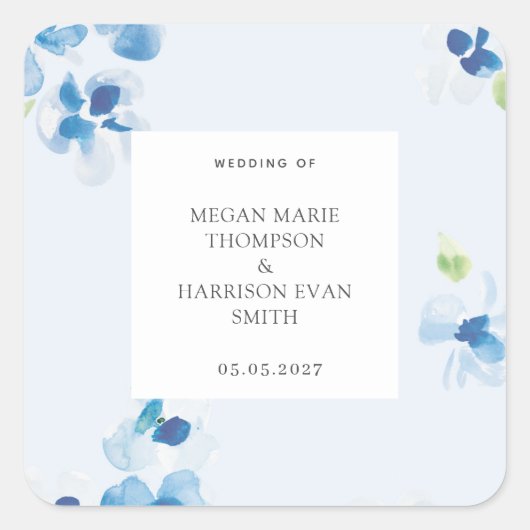 牡丹のエレガント花の角 スクエアシール (正面)