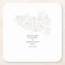 牡丹のエレガント花の角 スクエアペーパーコースター