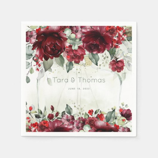 牡丹のカクテル結婚ナプキンズボトル スタンダードカクテルナプキン (正面)