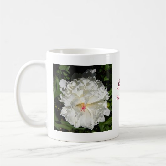 牡丹のクローズアップPaeonia lactiflora コーヒーマグカップ (左)