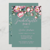 牡丹のブーケの水彩バチェロレッテ 招待状 (正面/裏面)