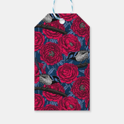 牡丹の中のレンチ ギフトタグ (正面)