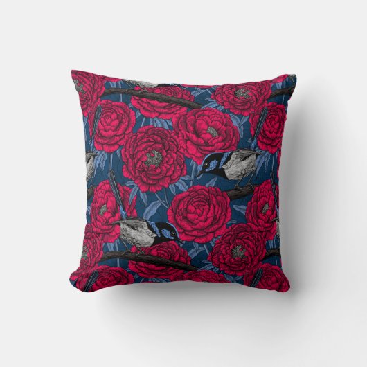牡丹の中のレンチ クッション (正面)