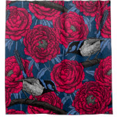 牡丹の中のレンチ シャワーカーテン (正面)