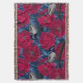 牡丹の中のレンチ スローブランケット (正面縦)