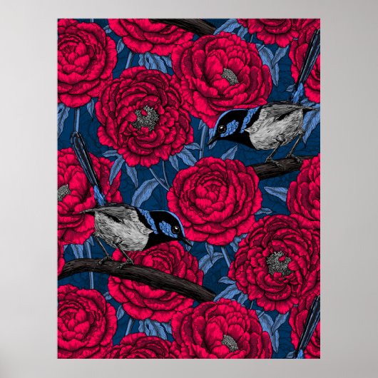 牡丹の中のレンチ ポスター (正面)