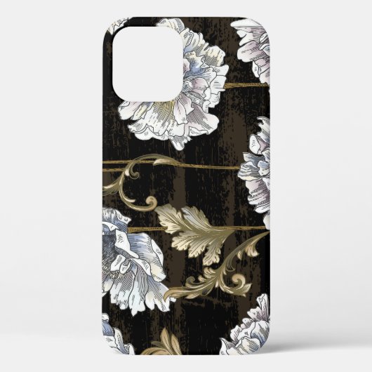 牡丹の優雅さ：バロック様式の金ゴールド渦巻き Case-Mate iPhoneケース (裏面)