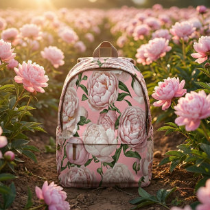牡丹の優雅な花の芸術 プリントバックパック