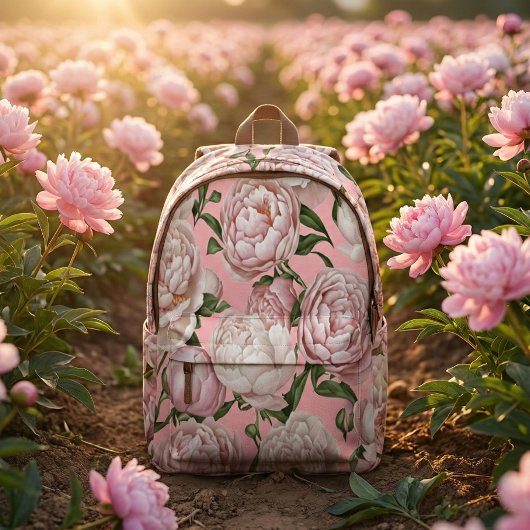 牡丹の優雅な花の芸術  プリントバックパック