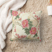 牡丹の喉 – ヴィンテージフローラ クッション (ブランケット)