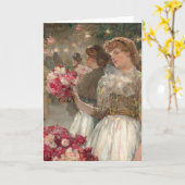 牡丹の少女 | チルド・ハサム カード (黄色い花)