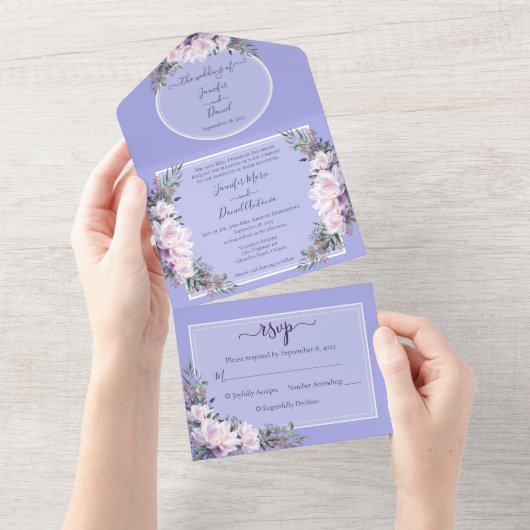 牡丹の庭の花の花を一挙式の招待 オールインワン招待状 (貼ってはがせる)