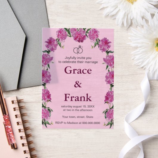 牡丹の招待。招待状 ベラム紙招待状 (ウェディング)