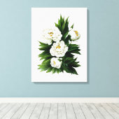 牡丹の植物水彩画 キャンバスプリント (インサイチュ (ウッドフロア))