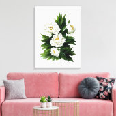 牡丹の植物水彩画 キャンバスプリント (インサイチュ (リビング))