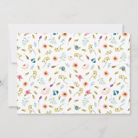 牡丹の植物水色の結婚式の日付を保存 セーブザデート (裏面)