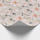 牡丹の水の色の庭開花ピンク ラッピングペーパー (角)