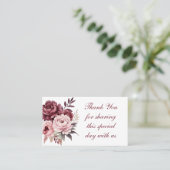 牡丹の水色ピンクブルゴーニュフローラ結婚ズ プレイスカード (スタンド正面)