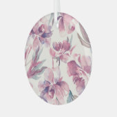 牡丹の水色：シームレスなフローラ背景。 ガラスオーナメント (正面左)