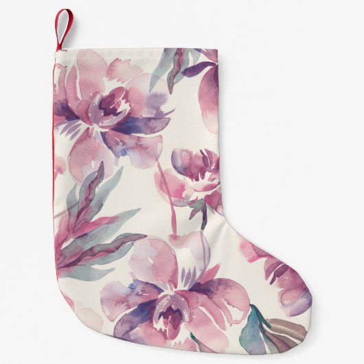 牡丹の水色:シームレスなフローラ背景。 スモールクリスマスストッキング (正面)