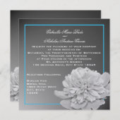 牡丹の白と黒とカスタマイズ可能な色 招待状 (正面/裏面)