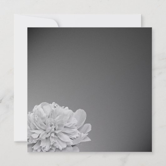 牡丹の白と黒とカスタマイズ可能な色 招待状 (裏面)