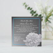 牡丹の白と黒とカスタマイズ可能な色 招待状 (スタンド正面)