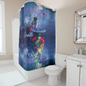 牡丹の花とハチドリHummingbirdシャワーカーテン シャワーカーテン (インサイチュ)