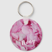 牡丹の花と庭園愛好家のためのバラ キーホルダー (正面)