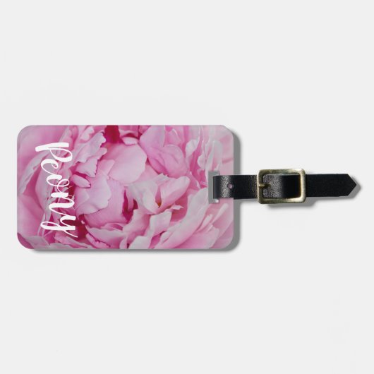 牡丹の花と庭園愛好家のためのバラ ラゲッジタグ (正面横)