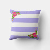 牡丹の花と白ストライプの花 クッション (裏面)