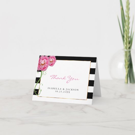 牡丹の花と白 – ありがとう サンキューカード (正面)