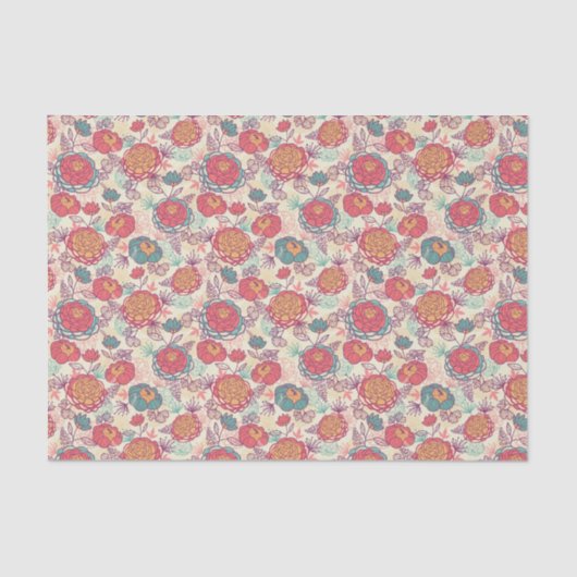 牡丹の花と葉の模様 薄葉紙 (正面)