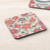 牡丹の花と葉花柄 コースター (左側)