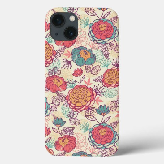 牡丹の花と葉花柄 Case-Mate iPhoneケース (裏面)