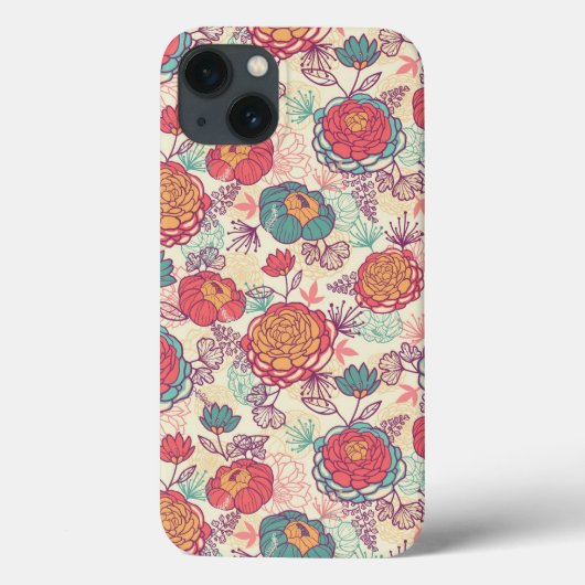 牡丹の花と葉花柄 Case-Mate iPhoneケース (裏面)