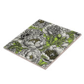 牡丹の花と蛾 タイル (側面)