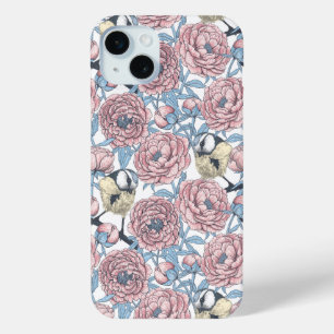 牡丹の花と鳥ケースメイトiPhoneケース iPhone 15 Miniケース