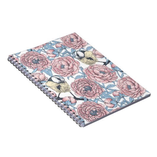牡丹の花と鳥 ノートブック (右側)