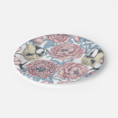 牡丹の花と鳥 ペーパープレート (アングル)