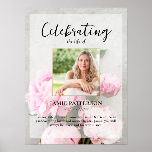 牡丹の花のお祝い生写真、葬儀 ポスター (正面)