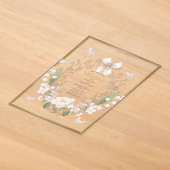 牡丹の花のヴィンテージ ウェディング アクリル招待状 (レイダウン)