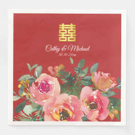 牡丹の花の二重の喜びの中国の結婚式の赤