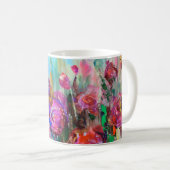 牡丹の花の低木、モダン絵画、カの油 コーヒーマグカップ (正面右)