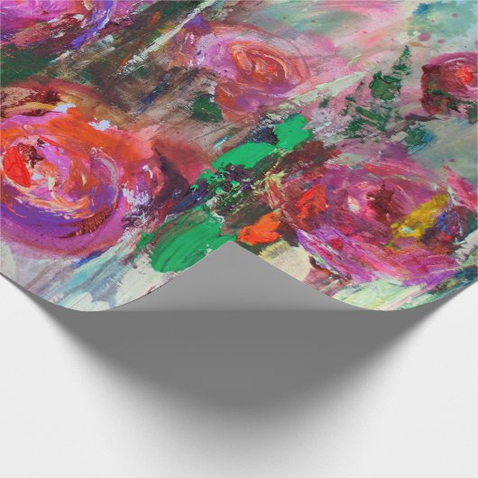 牡丹の花の低木、モダン絵画、カの油 ラッピングペーパー (角)