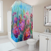 牡丹の花の低木、モダン絵画、カルシウム上の油 シャワーカーテン (インサイチュ)