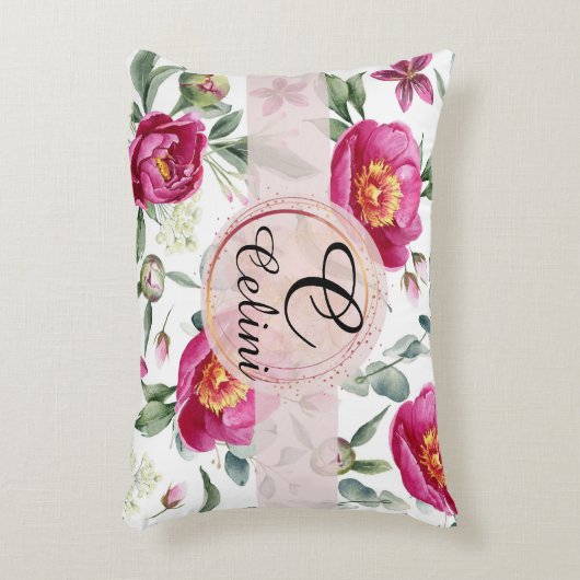 牡丹の花の継ぎ目のないパターン装飾用クッション アクセントクッション (正面(垂直))