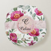 牡丹の花の継ぎ目のないパターン装飾用クッション ラウンドクッション (裏面)