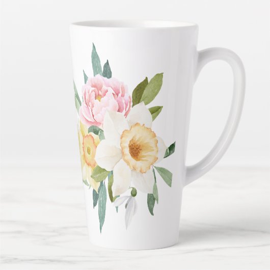 牡丹の花の花束 カフェラテマグ (右)